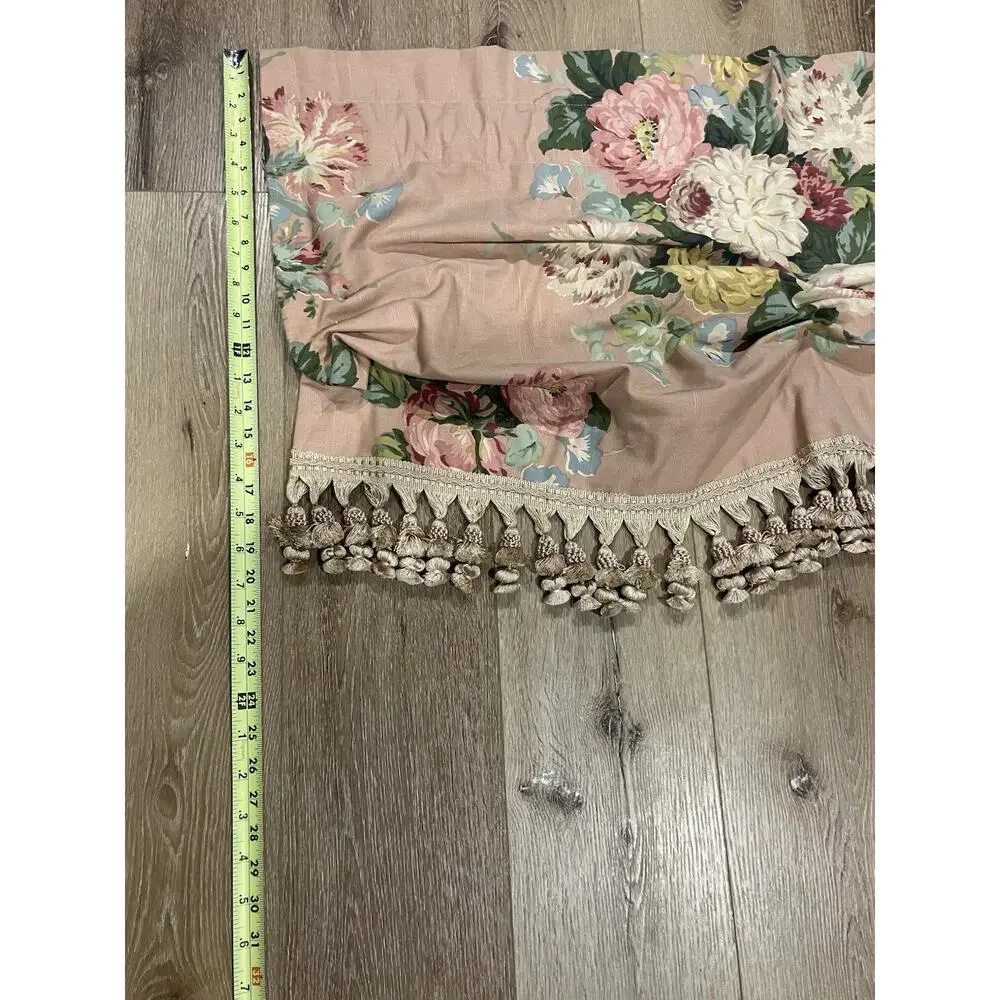 VTG Ralph Lauren Cynthia Pink Floral Valance Tassels Hand-Sewn Rings 80s RARE